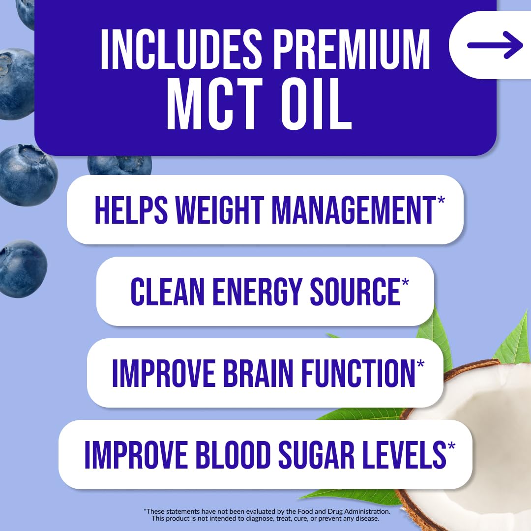 Blueberry Muffin Protein Powder - Plant-Based Vegan Protein Shake with MCT Oil from US & Canadian Farms | Gluten-Free, Soy-Free, Non-GMO, No Artificial Sweeteners | 30 Servings for Post-Workout Recovery & Healthy Breakfast Smoothies