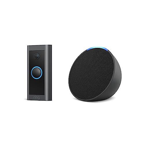 Ring Video Doorbell Wired with Echo Pop - Smart Home Security Bundle for Front Door Monitoring & Alexa Voice Control - Perfect for Apartments, Houses & Vacation Homes