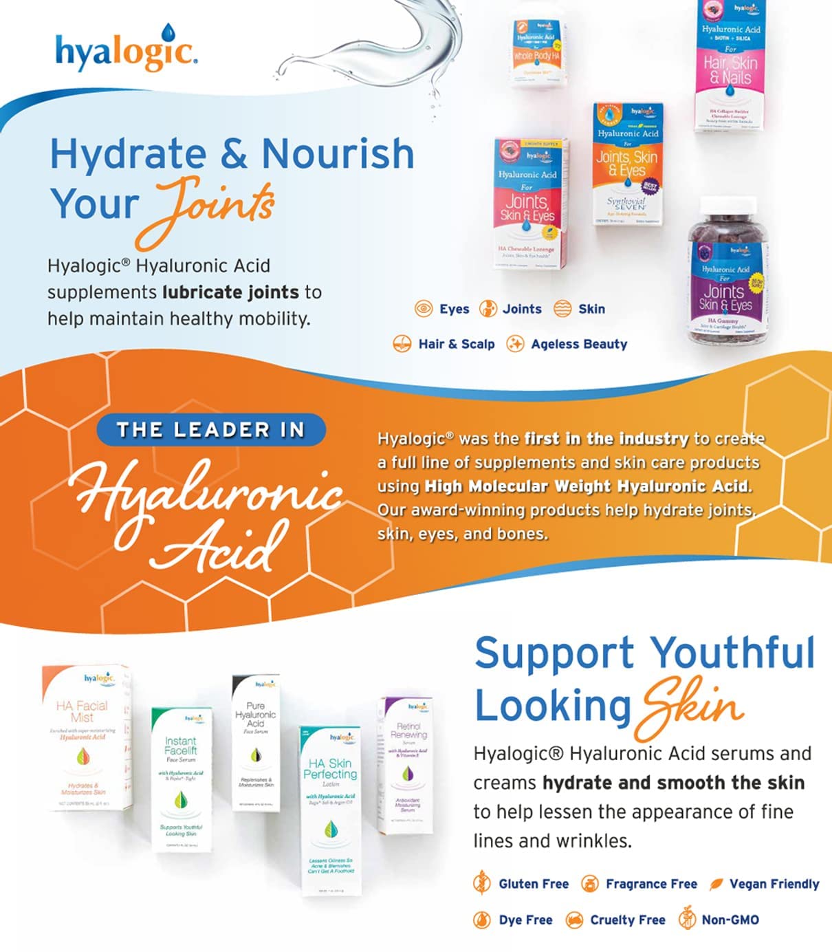 Hyalogic HA Collagen Serum - Anti-Aging Peptide Face Serum for Youthful Skin, Firmness & Elasticity Boost - Fragrance Free, Paraben Free Marine Collagen Treatment (0.47 Fl Oz) - Perfect for Daily Skincare Routine & Nighttime Hydration