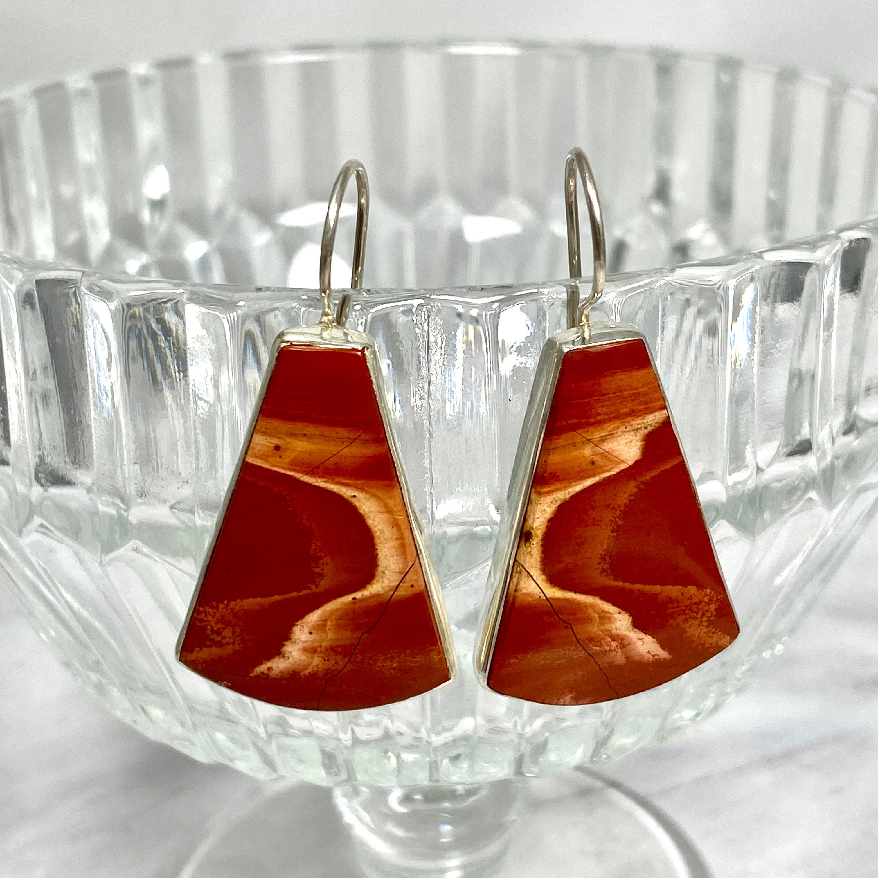 Natural Red Jasper Fixed Hook Earrings KEGJ1247 - Elegant Boho Jewelry for Women, Perfect for Everyday Wear & Special Occasions