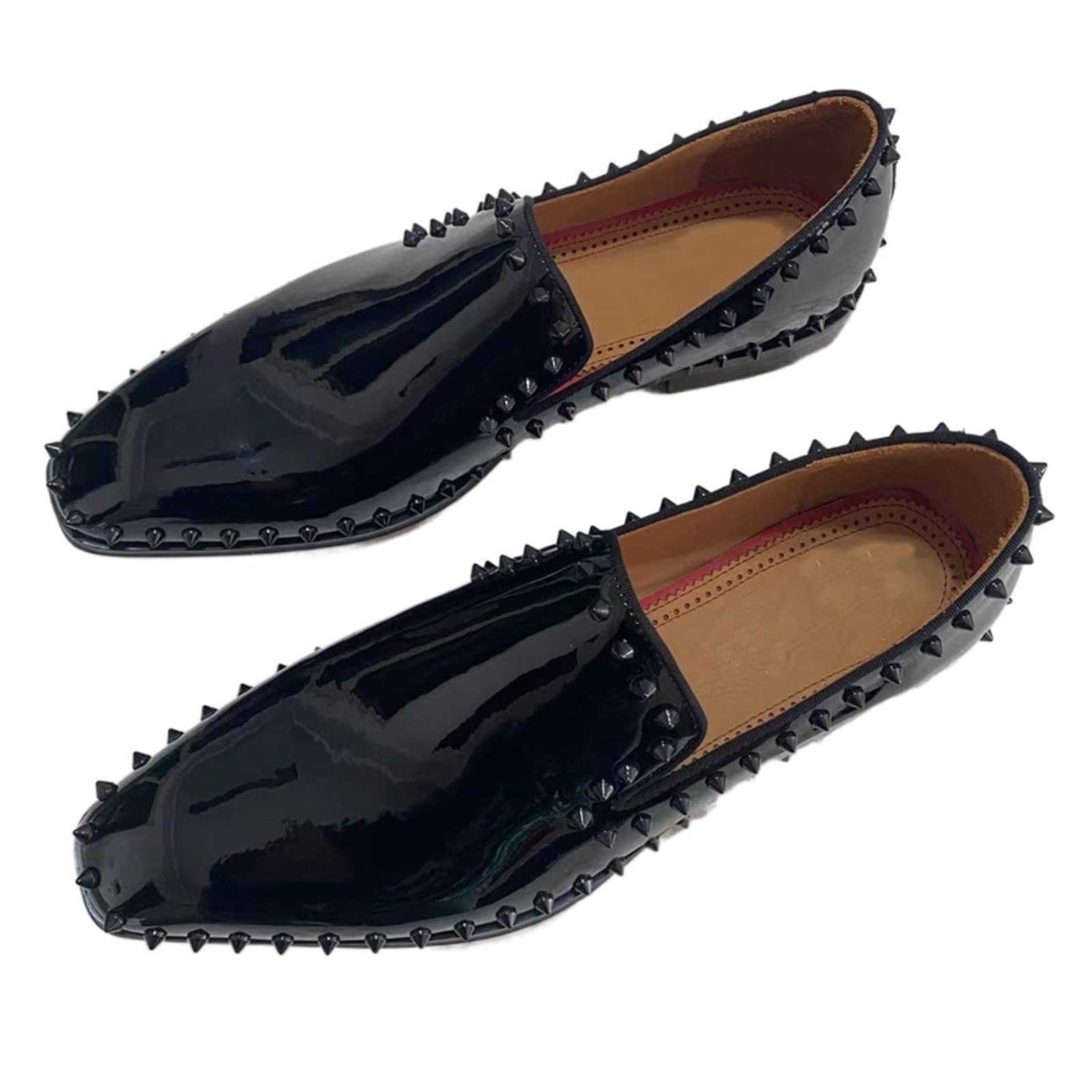 JRTGHNF Men's Studded Loafer Shoes - Round Toe Genuine PU Flat Shoes for Men | Fashionable Party & Casual Wear for Weddings, Office & Night Out