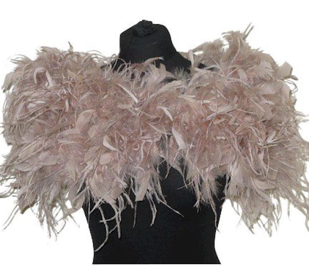 Elegant Blush Pink Feather Bridal Stole Shawl Wrap - Perfect for Weddings, Prom & Evening Events