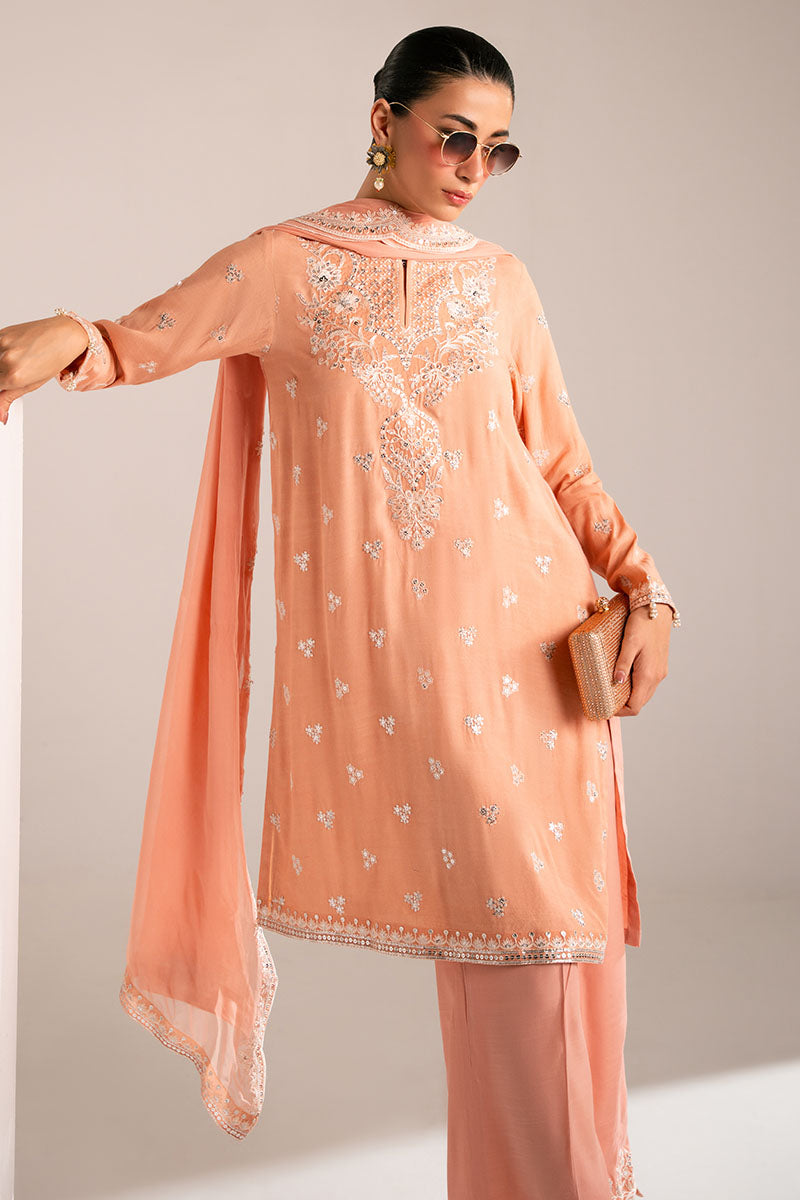 Elegant Muted Clay 3-Piece Outfit Set (Shirt, Trousers & Dupatta) for Women - Boho Chic Ethnic Wear Perfect for Weddings, Parties & Special Occasions