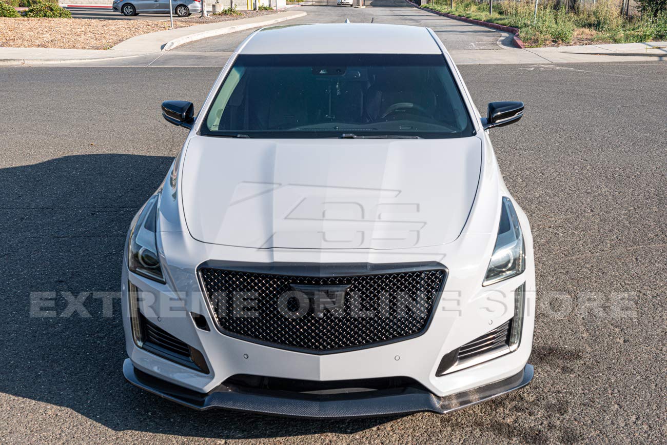 2014-2019 Cadillac CTS V-Style Carbon Fiber Front Bumper Lip Splitter - High Performance Replacement Part for Enhanced Aerodynamics & Sporty Look | Perfect for Car Enthusiasts & Street Racing Upgrades