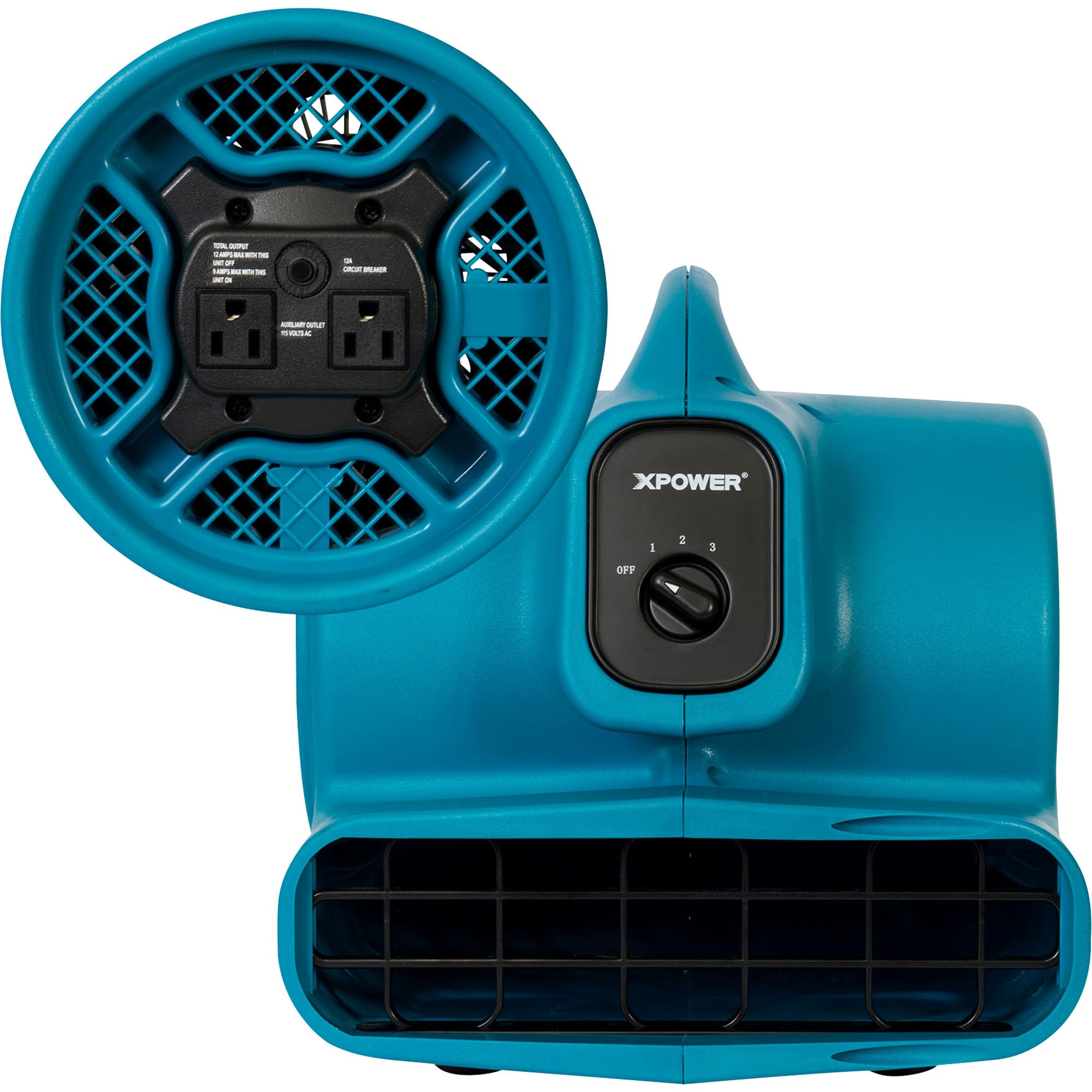 XPOWER X-400A Pro 1/4 HP 1600 CFM Industrial Air Mover - Heavy Duty Carpet Dryer & Floor Blower Fan with Daisy Chain - Ideal for Water Damage Restoration, Janitorial Cleaning, Plumbing Work & Home Use (Blue) - Perfect for Basement Flooding, Construction Sites & Quick Drying After Carpet Cleaning