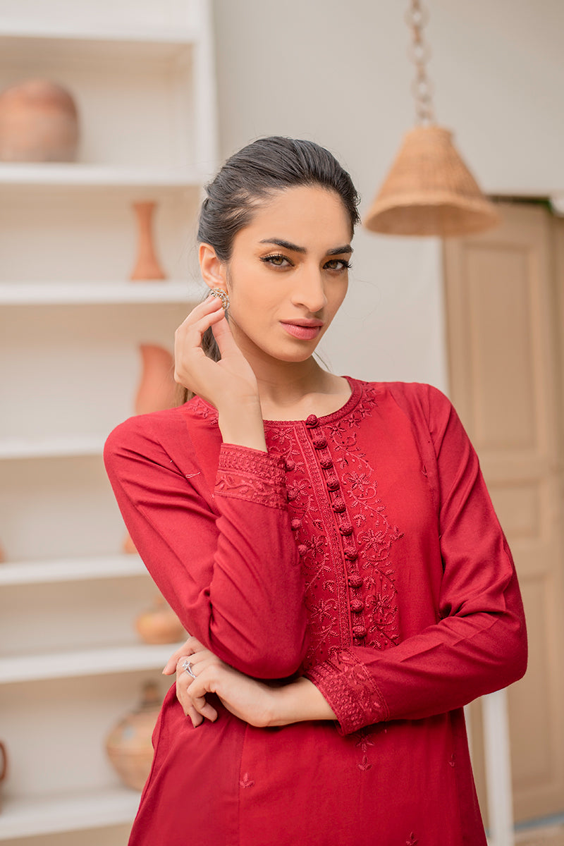 Cherry Scarlet Embroidered Shirt for Women - Elegant Floral Blouse for Casual & Party Wear - Perfect for Summer Outfits, Dates & Office Attire