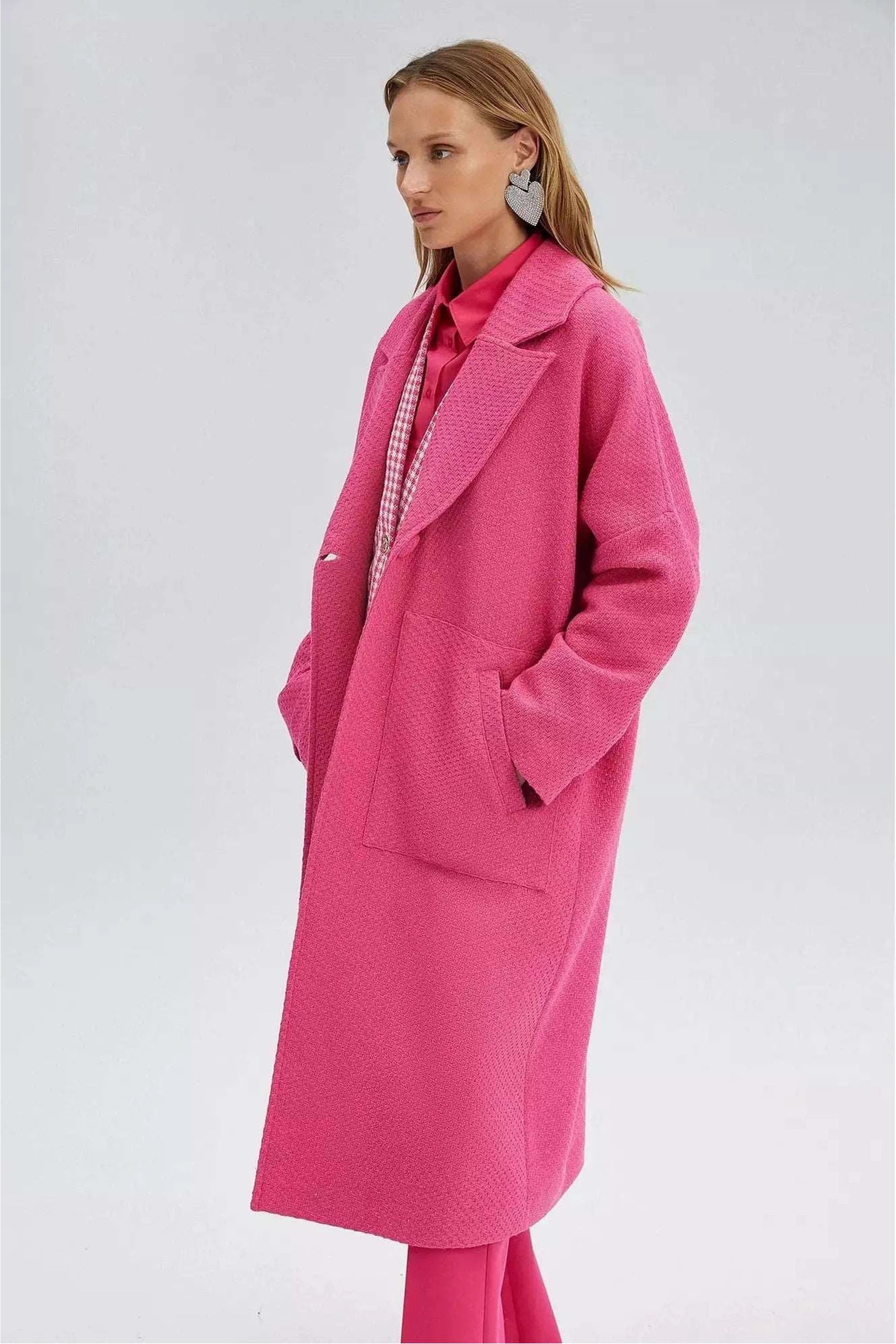 Women's Nina Tweeted Coat in Pink | Elegant Winter Outerwear for Casual & Formal Occasions