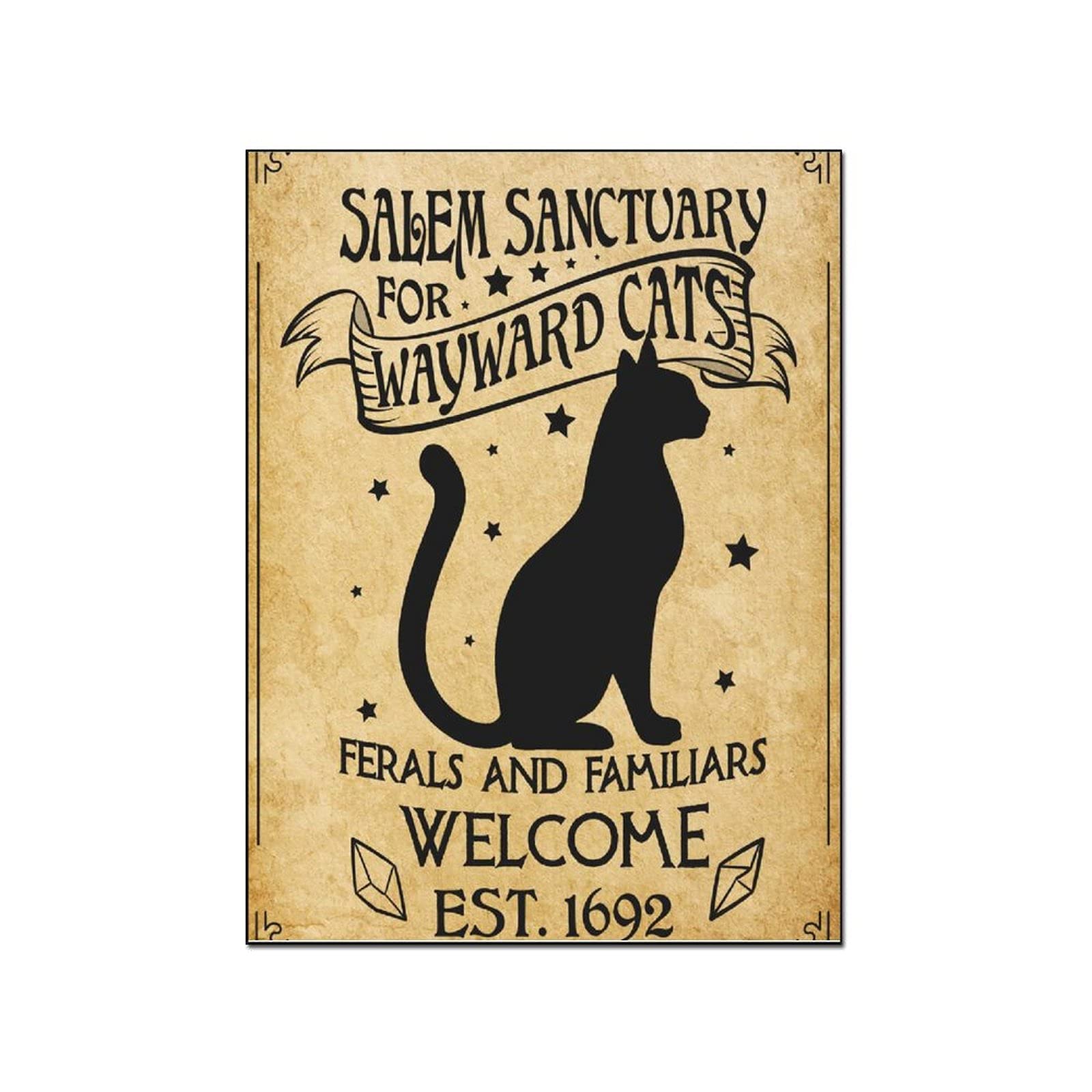 Salem Sanctuary Wayward Cat Skull Wall Art - Gothic Home Decor Canvas Painting Print 16×20 inch (40×51cm) Unframed - Perfect for Halloween Decor, Gothic Bedroom & Dark Academia Aesthetic