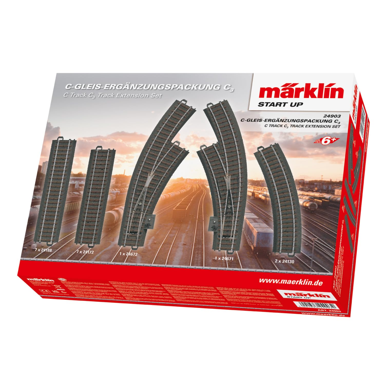 Marklin C Track C3 Extension Rail Track Set for HO Scale Model Trains - Perfect for Model Railroad Layouts and Train Displays