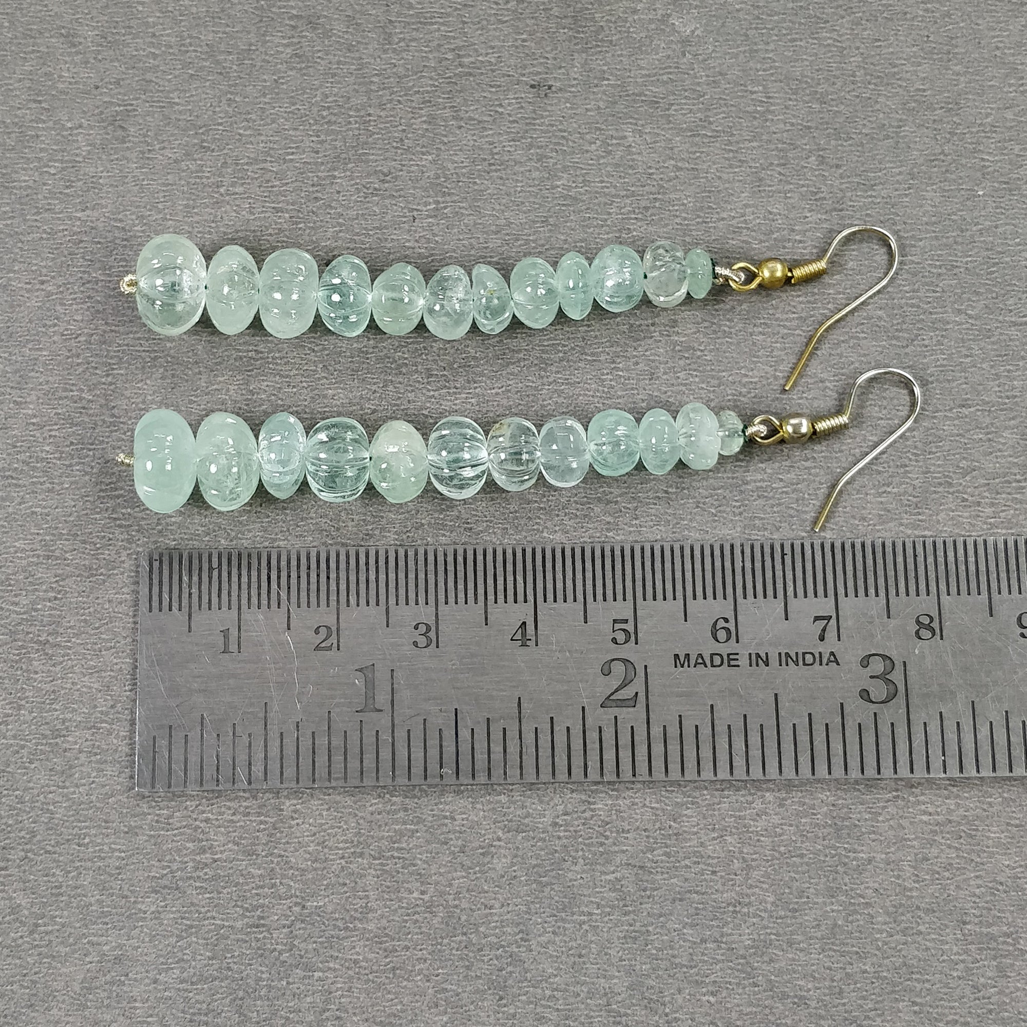 Natural Untreated Emerald Gemstone 925 Sterling Silver Beaded Hook Earrings - 56.25gms Melon Beads for Women | Perfect for Weddings, Parties & Special Occasions