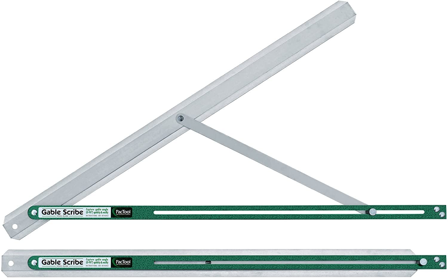 PacTool SA904 30 Inch Aluminum Gable Scribe Tool - Adjustable Angle Finder (0-90°) for Roofing & Carpentry - Perfect for Measuring Gable Angles in Construction Projects (Single Pack)