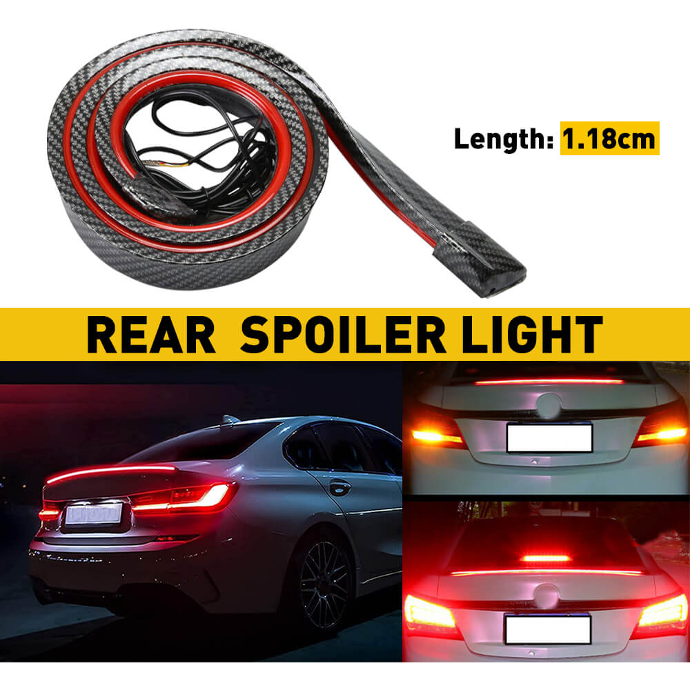 1.18 Meters Carbon Fiber LED Car Tail Brake Light Bar Strip - Rear Spoiler Lip Trim for Enhanced Visibility & Style | Perfect for Night Driving & Custom Car Mods