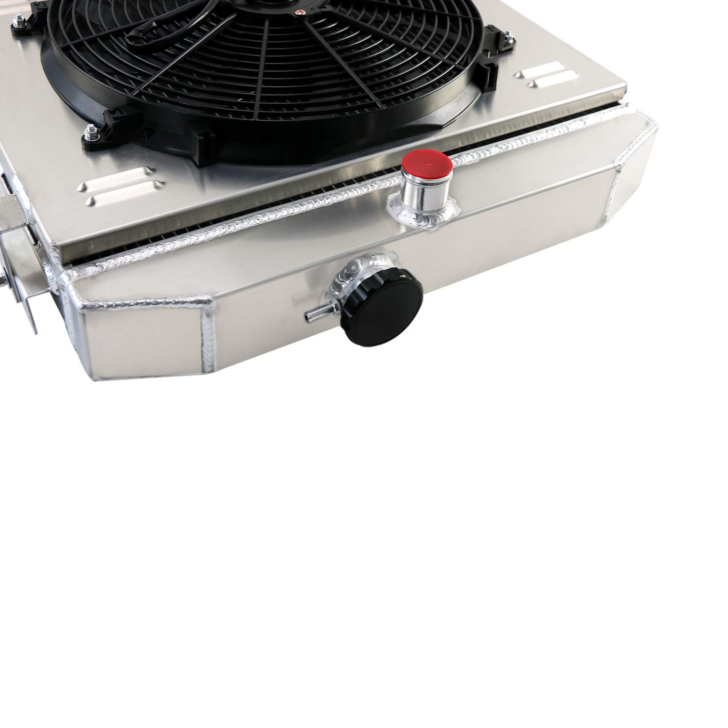 AlloyWorks 3-Row Aluminum Radiator with Shroud Fan & Relay Kit for 1955-1957 Chevy Bel Air, Nomad, One-Fifty, Two-Ten Series 4.3L/4.6L V8 - High Performance Cooling Upgrade for Classic Car Restoration & Hot Rod Builds