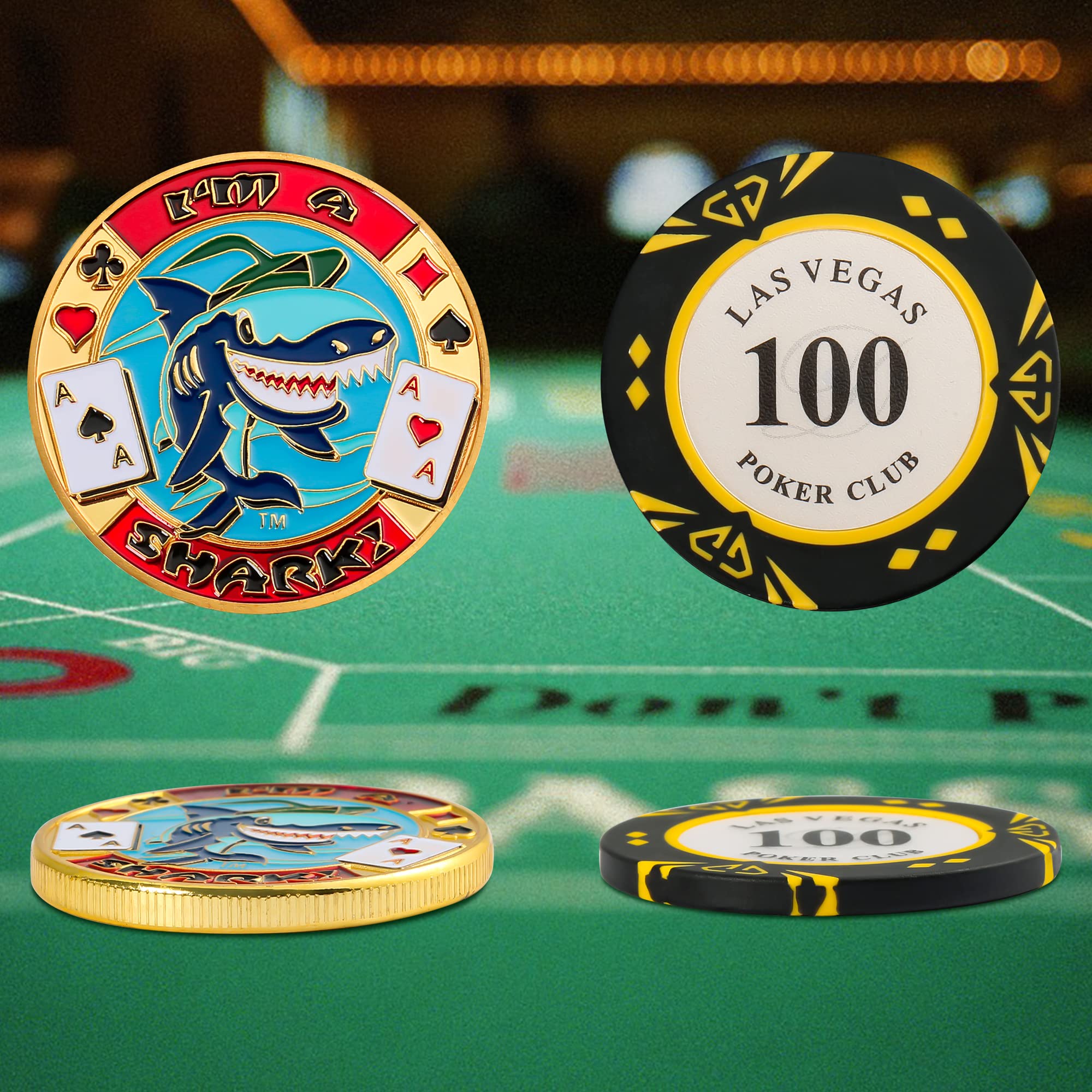 LuluCircle Poker Card Protector & Chip Set - 16-Piece All-in-One Poker Accessories with Plastic Case, Perfect for Texas Hold'em, Blackjack & Casino Night - Great Poker Gifts for Men & Women, Poker Tournament Essentials