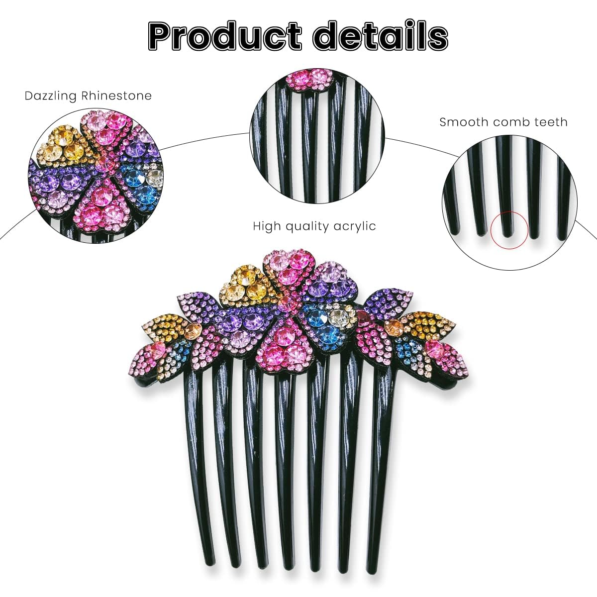 Fashion Alley 2 Pack Rhinestone Flower Hair Clips for Women - Elegant Slide Hairpins for Bridal Buns, Updos & Everyday Styling - Hair Accessories for Weddings, Parties & Office Looks
