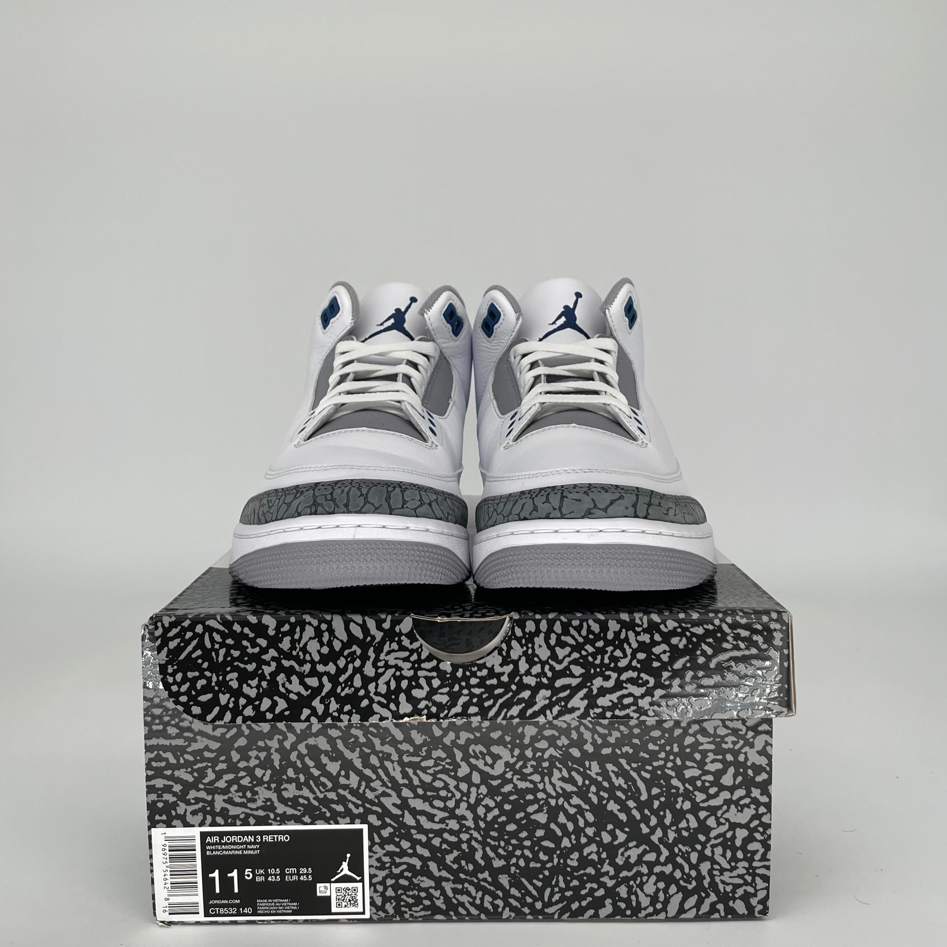 AIR JORDAN 3 MIDNIGHT NAVY MEN'S BASKETBALL SHOES SIZE 11.5 - STYLE CT8532-140 | OFFICIAL NIKE SNEAKERS FOR CASUAL WEAR & STREET STYLE