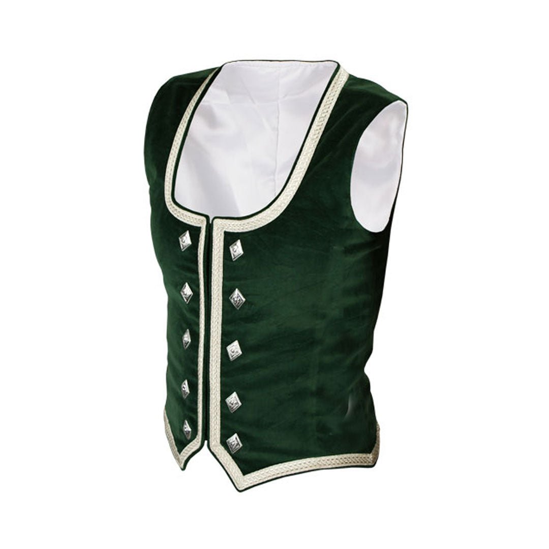 Highland Dance Vest for Women - Green Velvet Traditional Scottish Costume - Perfect for Celtic Performances & Cultural Events