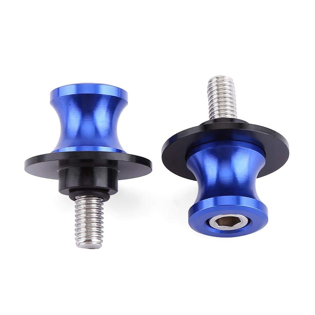 Qiilu CNC Motorcycle Rear Stand Swing Arm Spool Sliders - 8mm M8 Bobbins for Bike Maintenance (Blue/Red) - Perfect for Garage Repairs & DIY Motorcycle Lifting