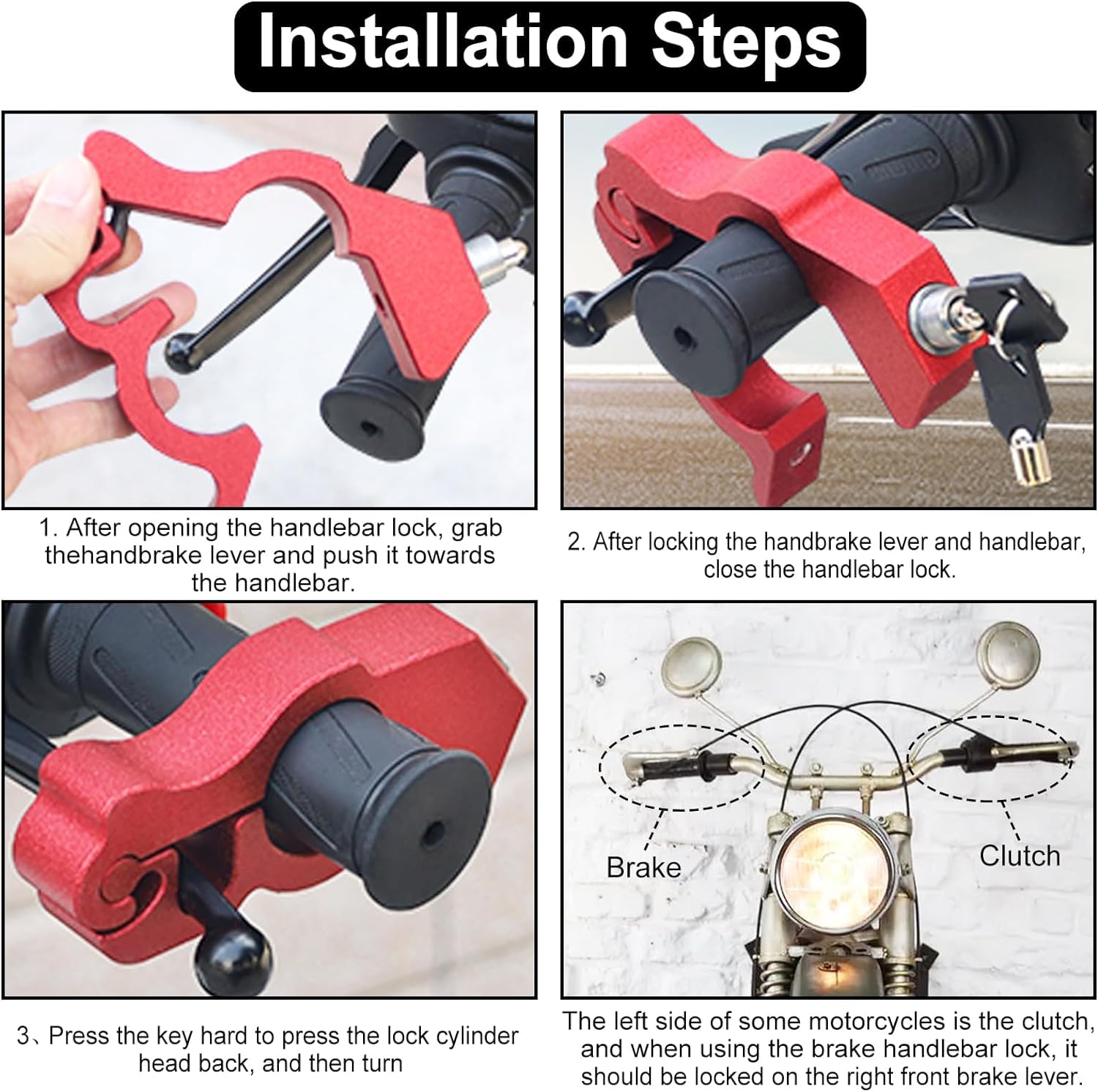 Adjustable Anti-Theft Electric Scooter Motorcycle Handlebar Lock - Secure for E-Scooters, Mopeds, ATVs, Dirt Bikes & Street Bikes - Perfect for Urban Commuting & Outdoor Adventures