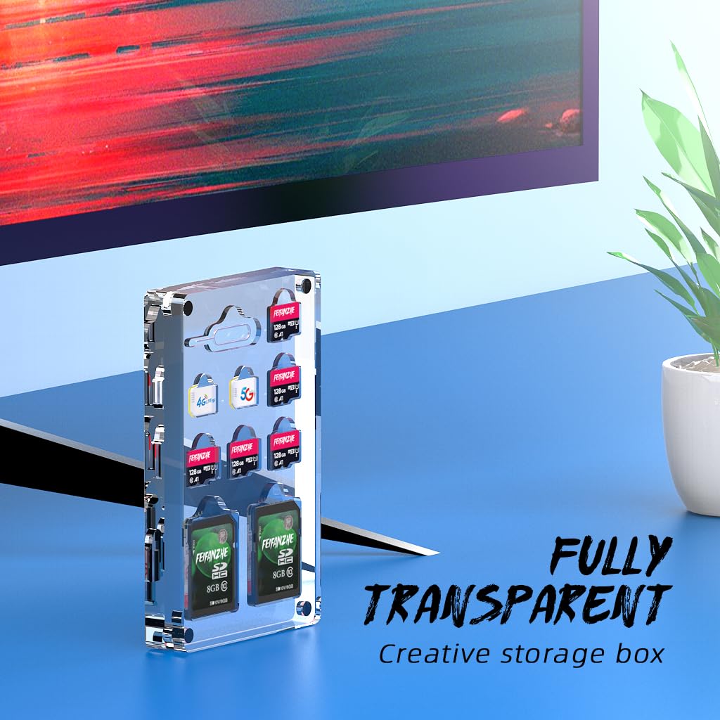 10-Slot Magnetic SIM Card Holder - Transparent Mini Storage Case for Nano SIM, Micro SD & TF Cards | Compact Organizer with 6 SD/TF Slots | Perfect for Travel, Office & Tech Enthusiasts