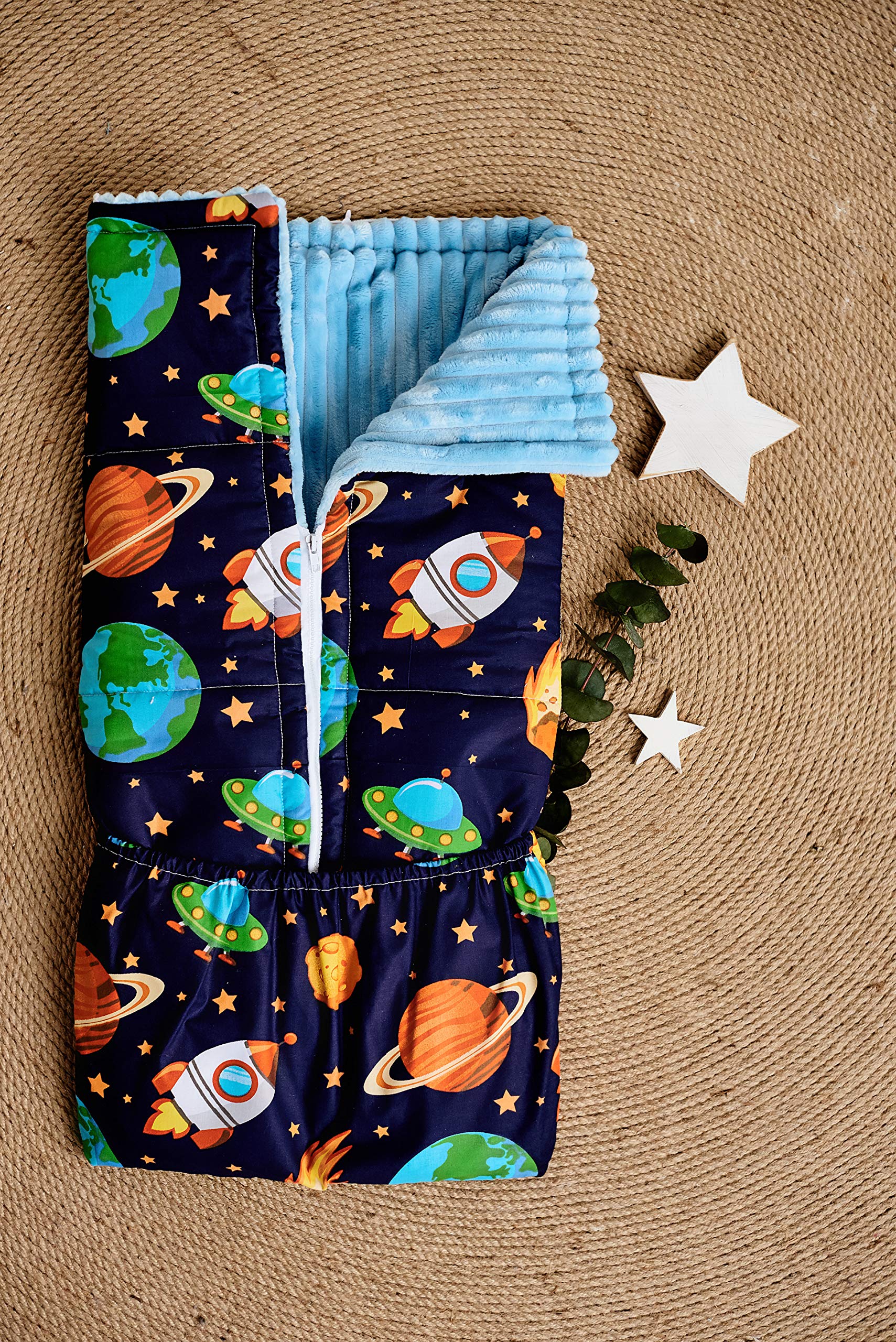 Baby Sleep Sack 6-12 Months - Soft Minky Plush Sleeping Bag with Galaxy Planets & Rockets Design - Warm Infant Wearable Blanket for Newborns - Perfect for Nursery, Baby Shower & Birthday Gifts - Ideal for Winter Nights & Daytime Naps