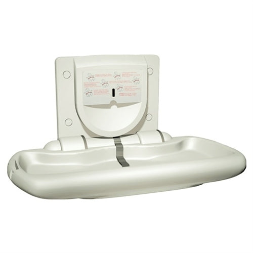 ASI 9012 Horizontal Wall-Mounted Baby Changing Station - Light Grey Plastic | Ideal for Nurseries, Daycares & Public Restrooms