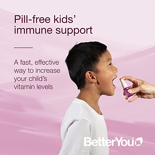 BetterYou Vitamin D + K2 Kids' Daily Oral Spray - Blueberry & Bubblegum Flavor | Immune Support & Bone Health Supplement for Children | Perfect for School, Travel & Active Lifestyles