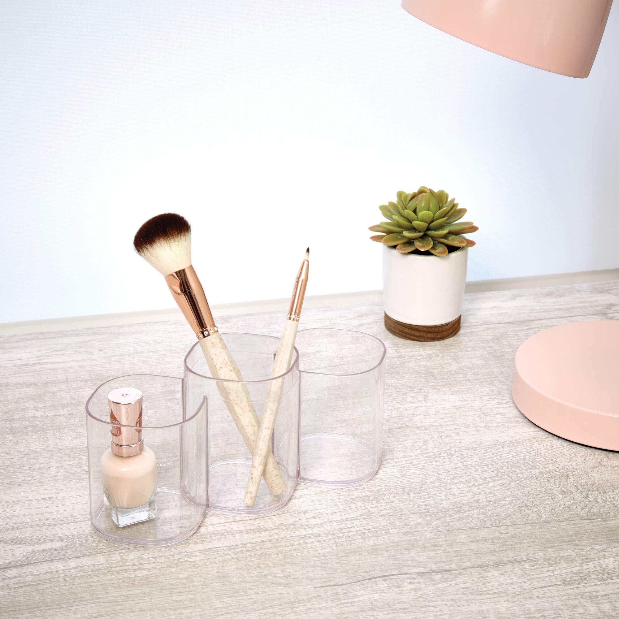 iDesign Clarity Collection Clear Acrylic Vanity Organizer - 3-Tier Cosmetic Storage Cabinet for Makeup Brushes & Skincare (8.2