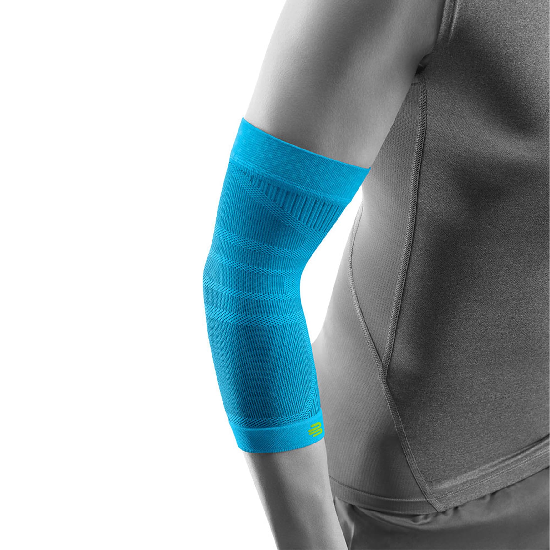 Bauerfeind Sports Compression Elbow Sleeve - Unisex Support for Tennis, Golf, Weightlifting & Impact Sports - Left/Right Arm Fit - Medium Size Rivera Blue - Ideal for Recovery & Joint Pain Relief