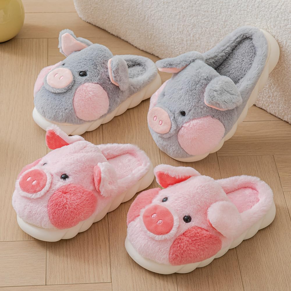 YILANLAN Women's Cozy Pig Slippers - Soft Plush Animal House Slippers for Indoor Comfort - Perfect for Home, Lounge & Relaxation