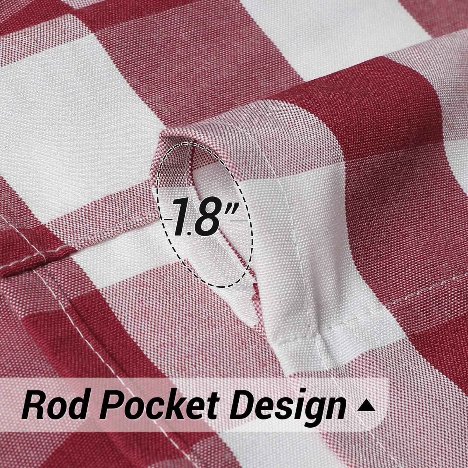 WUBODTI Christmas Red and White Buffalo Plaid Tie-Up Roman Curtains - 63 Inch Length Adjustable Check Gingham Balloon Shade for Kitchen, Bathroom & Small Windows - Perfect for Farmhouse, Holiday Decor & Cozy Home Styling