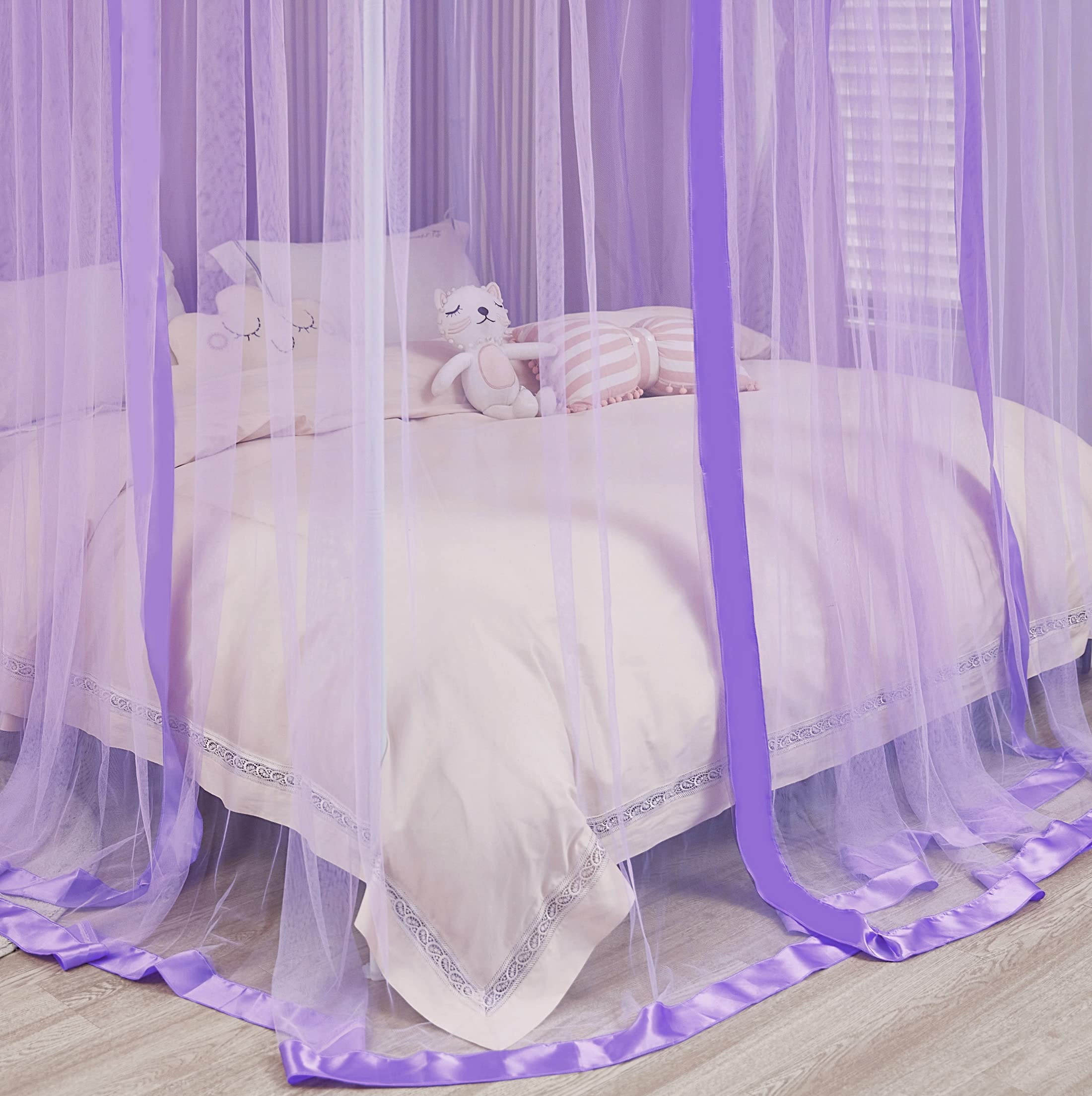 Mengersi Full Size Canopy Bed Curtains for Kids - Purple Princess Bed Drapes, Boys Girls Bedroom Decor, Dreamy Canopy for Daytime Naps & Fantasy Play