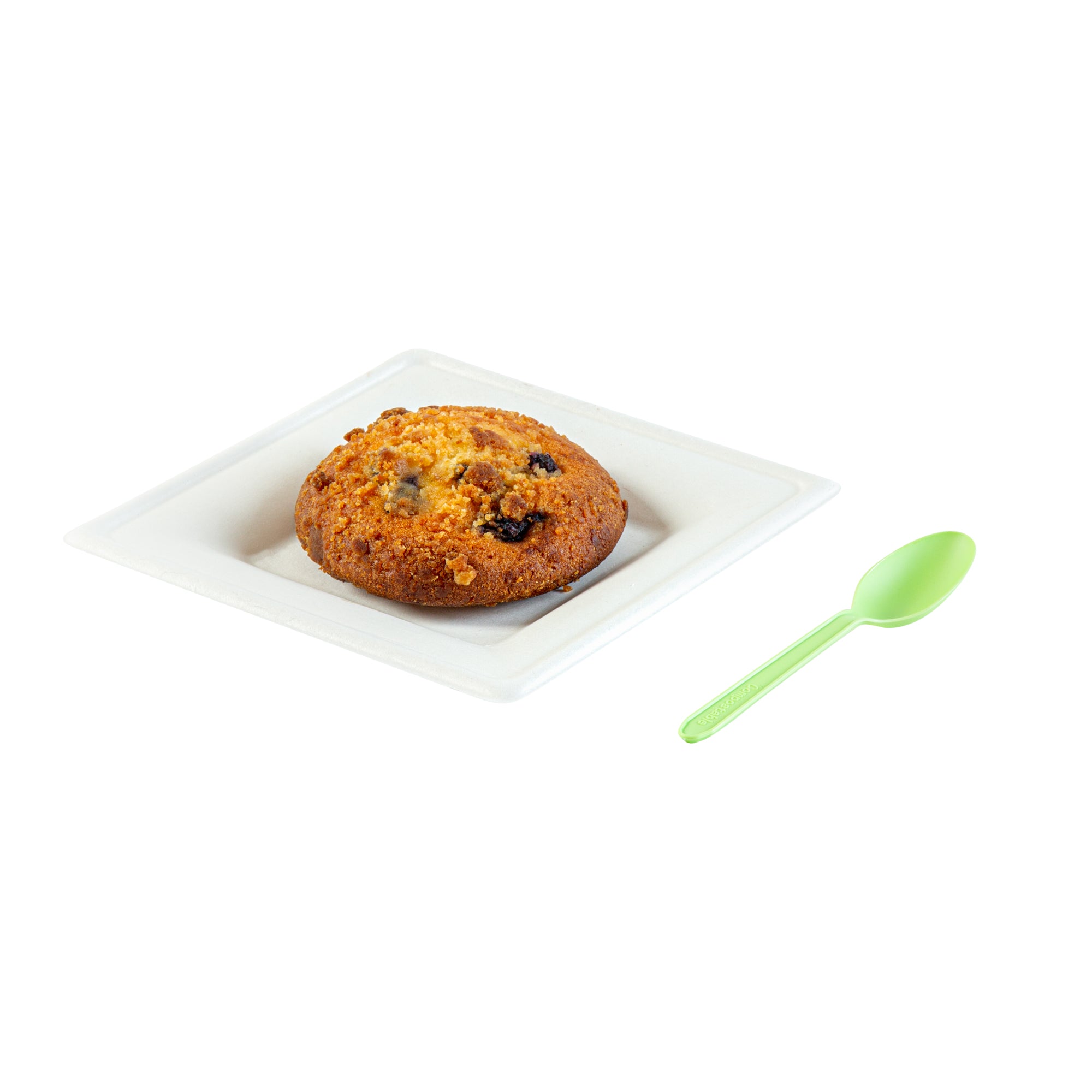Eco-Friendly Green CPLA Plastic Dessert Spoons - Heat Resistant, Compostable, 100-Pack (5