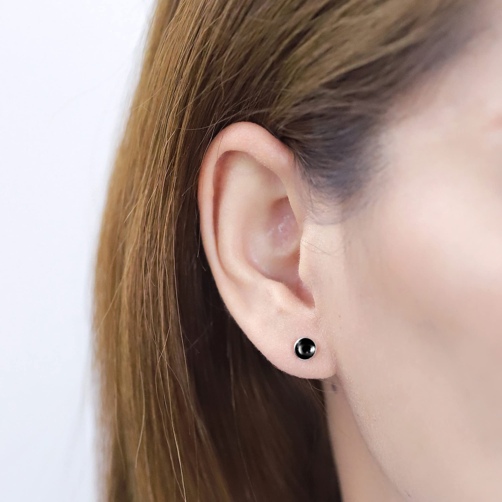 Boma Jewelry Sterling Silver Onyx Inlay Circle Stud Earrings for Women – Elegant Black Gemstone Studs for Everyday Wear & Special Occasions