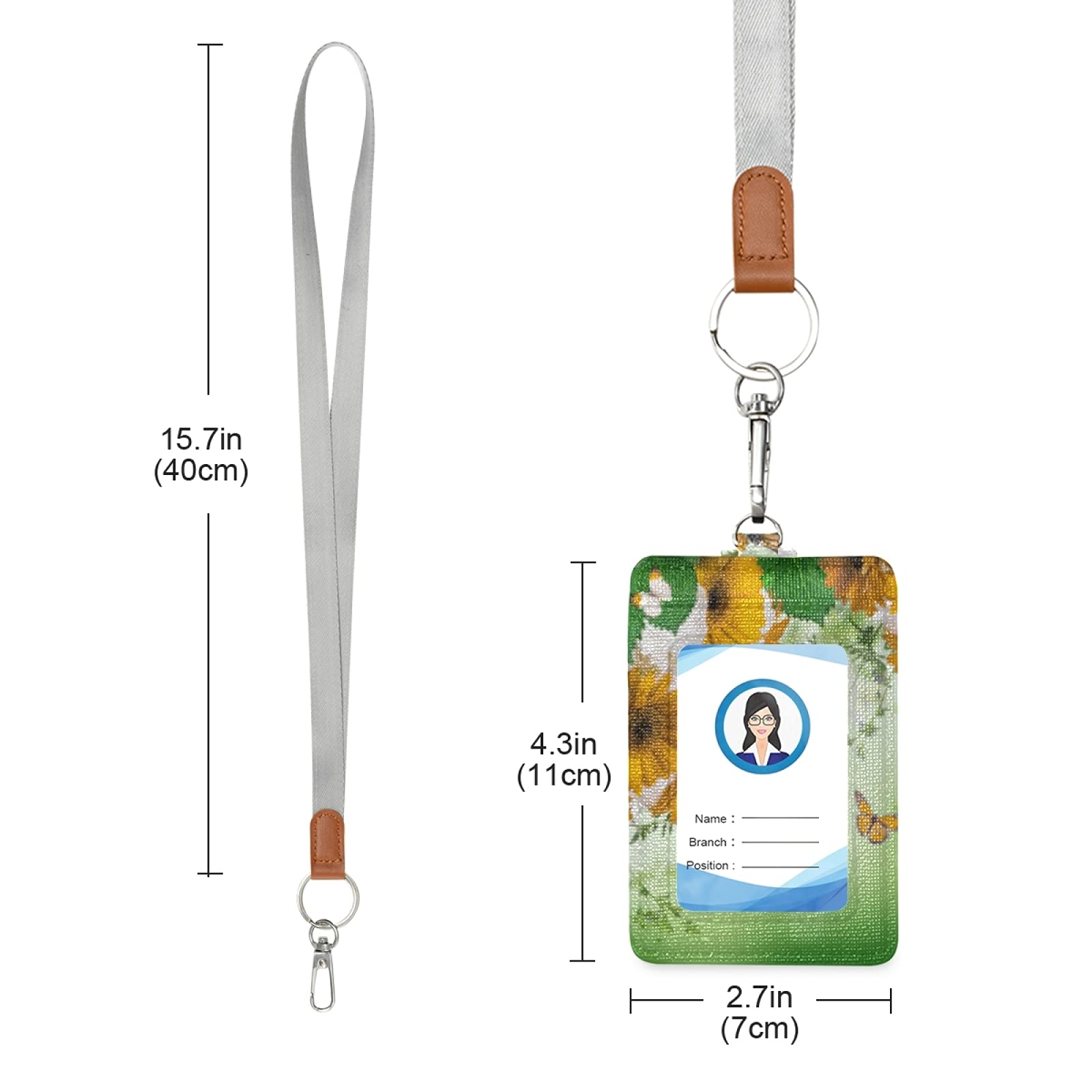Yellow Daisy Butterfly ID Badge Holder with Lanyard - Office & School Staff Use