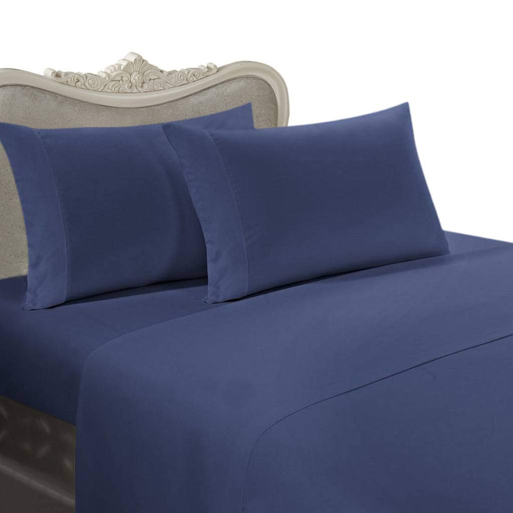7-Piece Italian 1000 Thread Count Egyptian Cotton Bedding Set - California King Size, Navy Blue Solid, Includes Sheet Set & Duvet Cover | Luxury Hotel-Style Bedroom Upgrade for Master Bedrooms & Guest Rooms