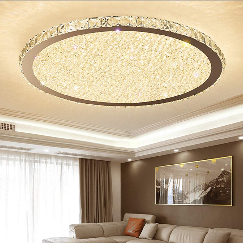 Luxury Modern Crystal Round LED Flush Mount Ceiling Light - 23.5