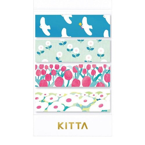 KITTA Accordion Fold Masking Tape Sticker Set - 10 Colors Washi Tape for Scrapbooking, Journaling & DIY Crafts - KING JIM Premium Stationery for Office, School & Home Organization