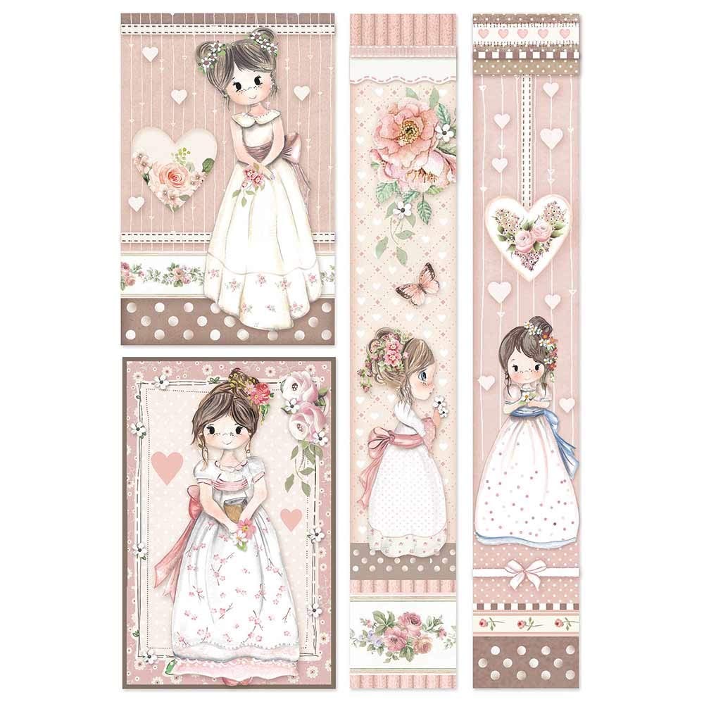 STAMPERIA INTERNATIONAL KFT A4 Rice Paper Pack with Little Girl Frames - Perfect for Scrapbooking, Card Making & DIY Craft Projects