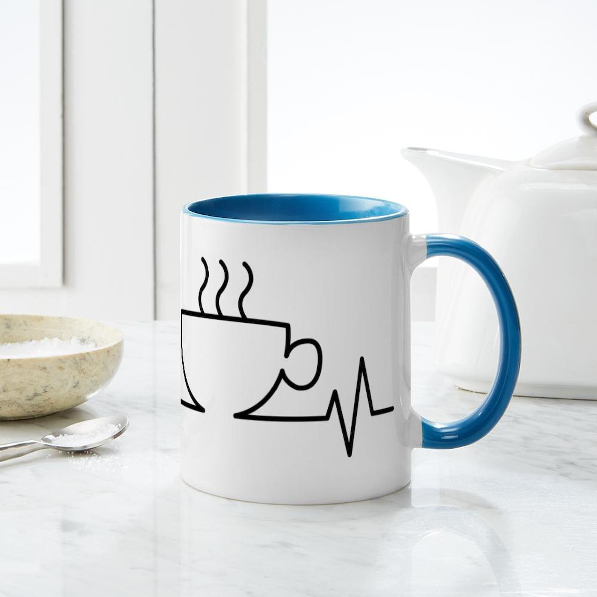CafePress Heartbeat Ceramic Coffee Mug - 11 oz (325 ml) - Perfect for Home, Office & Gifts - Microwave & Dishwasher Safe