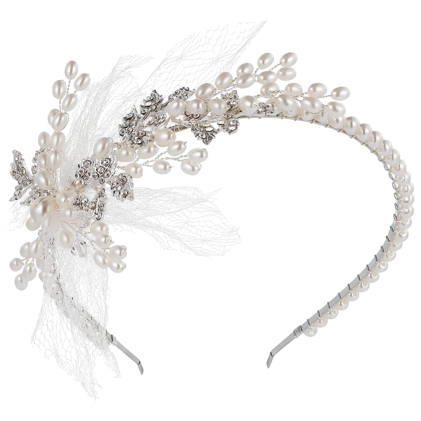 Pearl Crystal Headband for Bride & Bridesmaids - Elegant Wedding Hair Accessories with Pearls & Rhinestones - Perfect for Bridal Shower, Wedding Ceremony & Special Occasions (White)