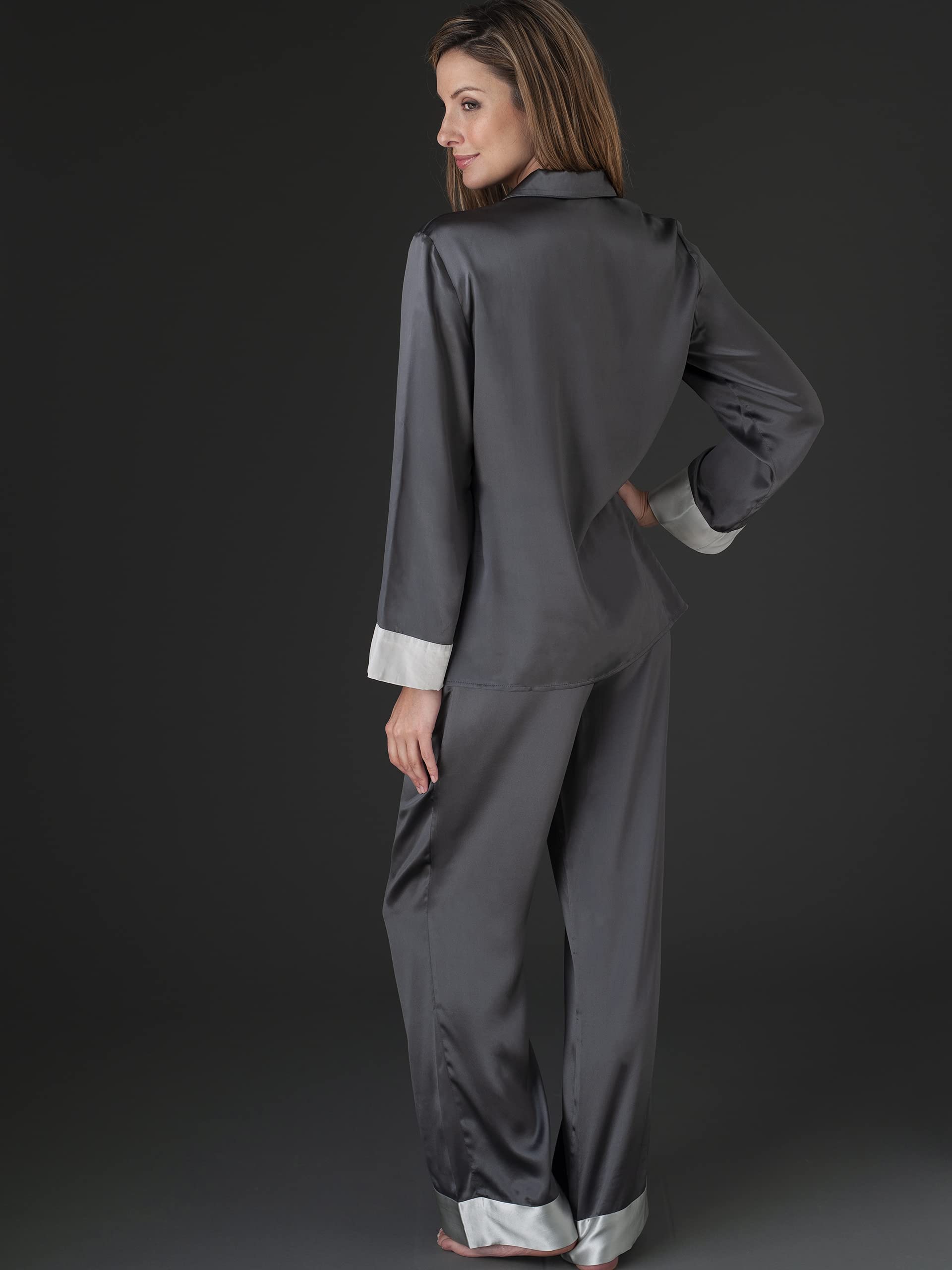 Luxury 100% Pure Silk Pajamas for Women - Classic Fit Sleepwear & Lounge Set - Soft Comfortable Nightwear for Bedtime, Relaxation & Evening Wear