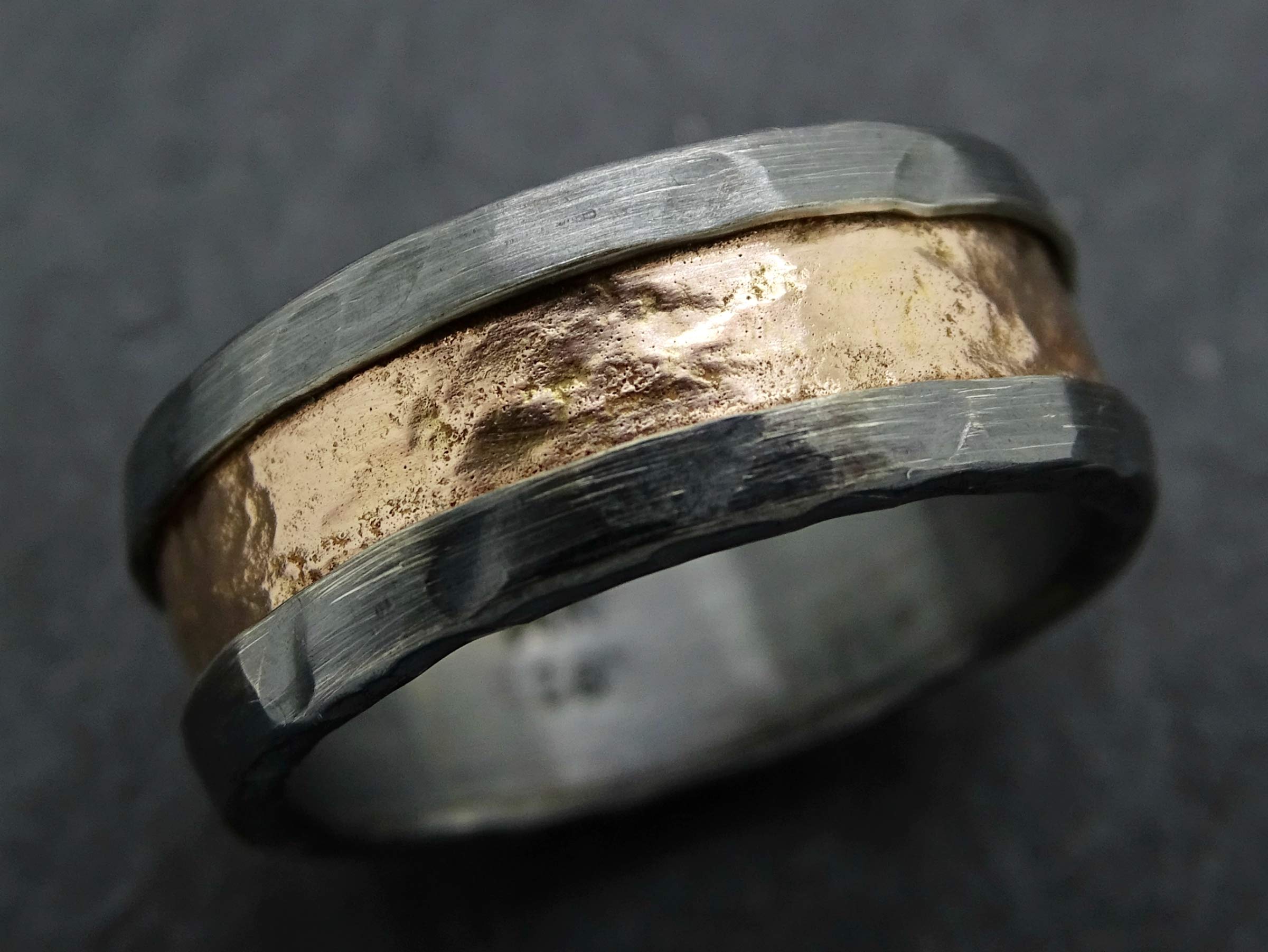 Viking Wedding Ring Rose Gold - Molten Gold Silver Band for Men, Unique Viking Engagement Ring, Perfect for Weddings, Anniversaries, and Special Occasions