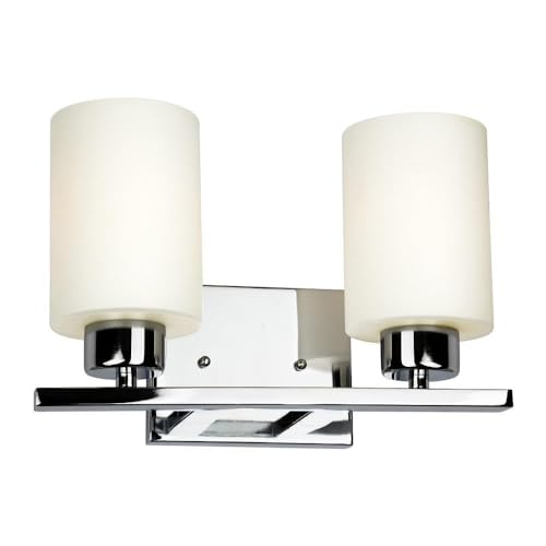 Modern Chrome Two-Light Bathroom Vanity Bar - Perfect for Bathroom, Powder Room, and Spa Lighting Upgrades