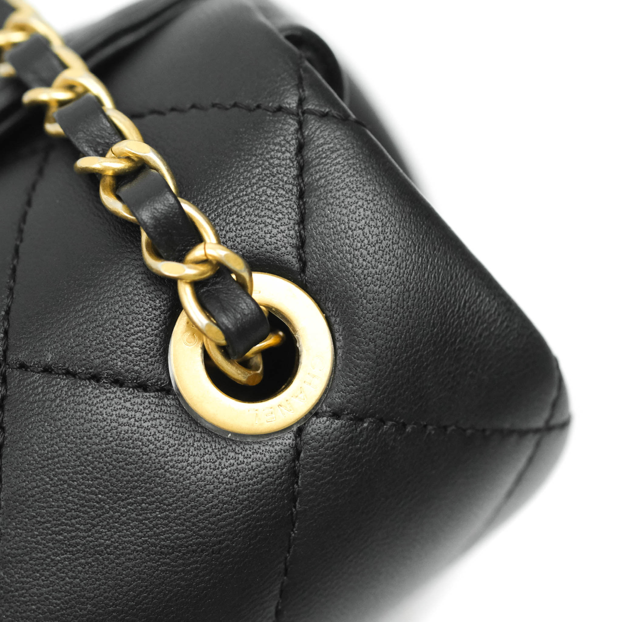 Chanel Circular Handle Flap Bag Black Lambskin with Aged Gold Hardware - Luxury Crossbody Purse for Women, Perfect for Evening Events & Date Nights