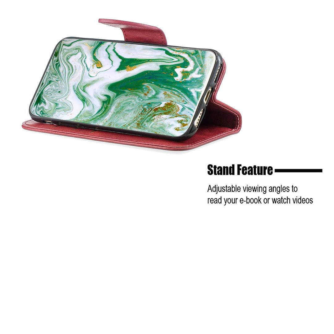 Premium PU Leather Flip Stand Case for Vivo Y3s 2021 - Magnetic Wallet Phone Cover with Kickstand | Perfect for Hands-Free Viewing, Secure Card Storage & Everyday Protection (Compatible with YZW-Hong Model)