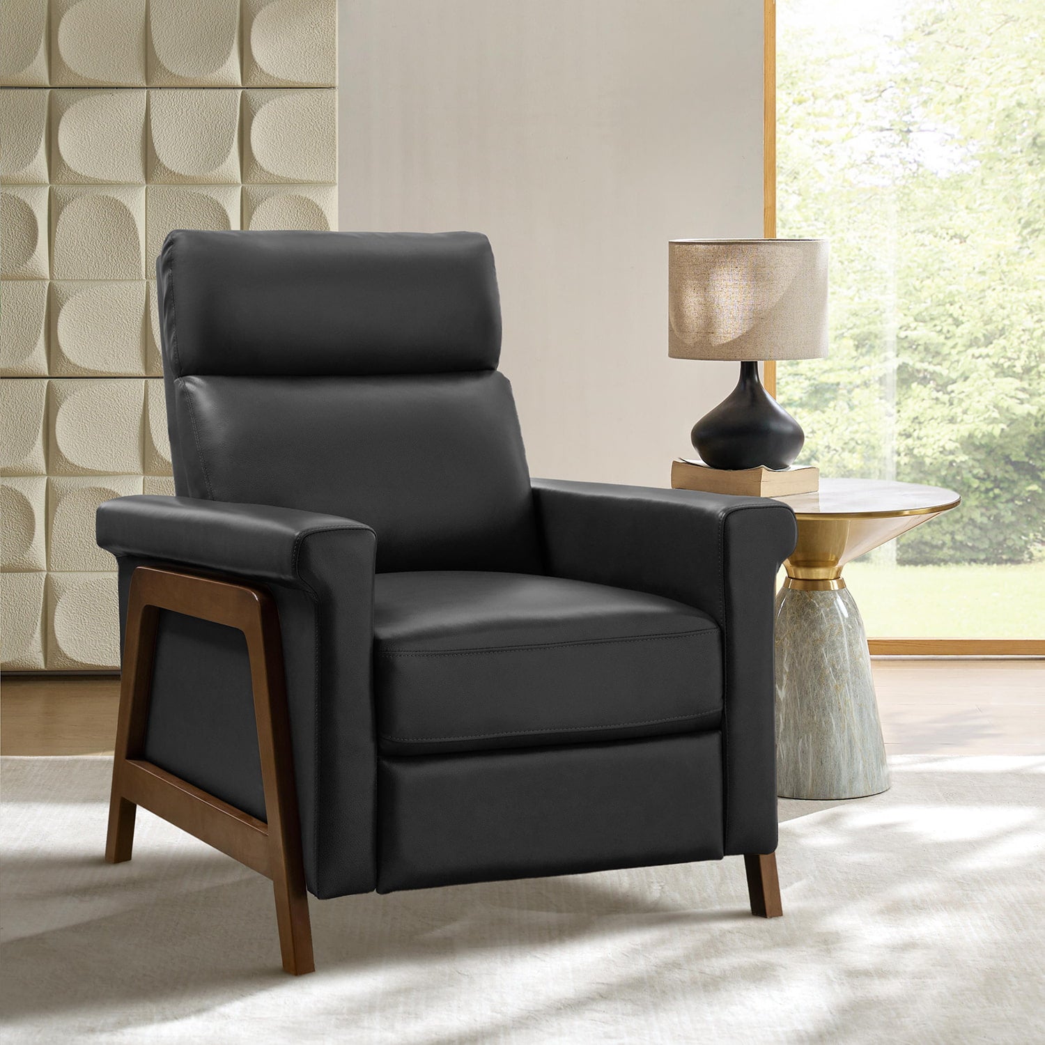 Premium Genuine Leather Power Recliner with Solid Wood Frame - Electric Massage Chair for Living Room, Home Theater & Office - Comfortable Modern Reclining Sofa with USB Charger