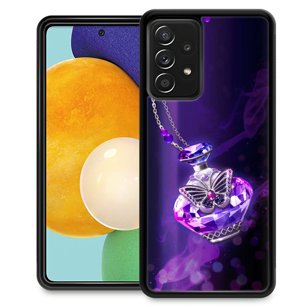 Samsung Galaxy A73 5G Case for Women - Butterfly Perfume Design, Shockproof Anti-Scratch Tempered Glass Cover, Compatible with 6.7-inch Samsung A73 | Perfect for Daily Use, Work & Travel Protection
