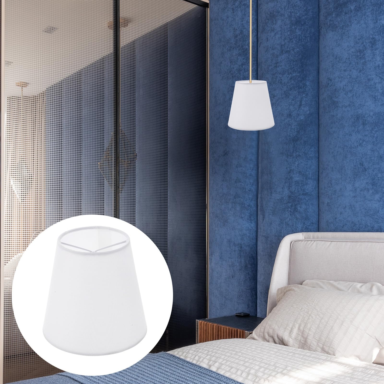 Clip On Lampshade - Adjustable Barrel Fabric Lamp Shade for Table Light Fixtures & Bulbs - Perfect for Bedside, Living Room, and Office Decor