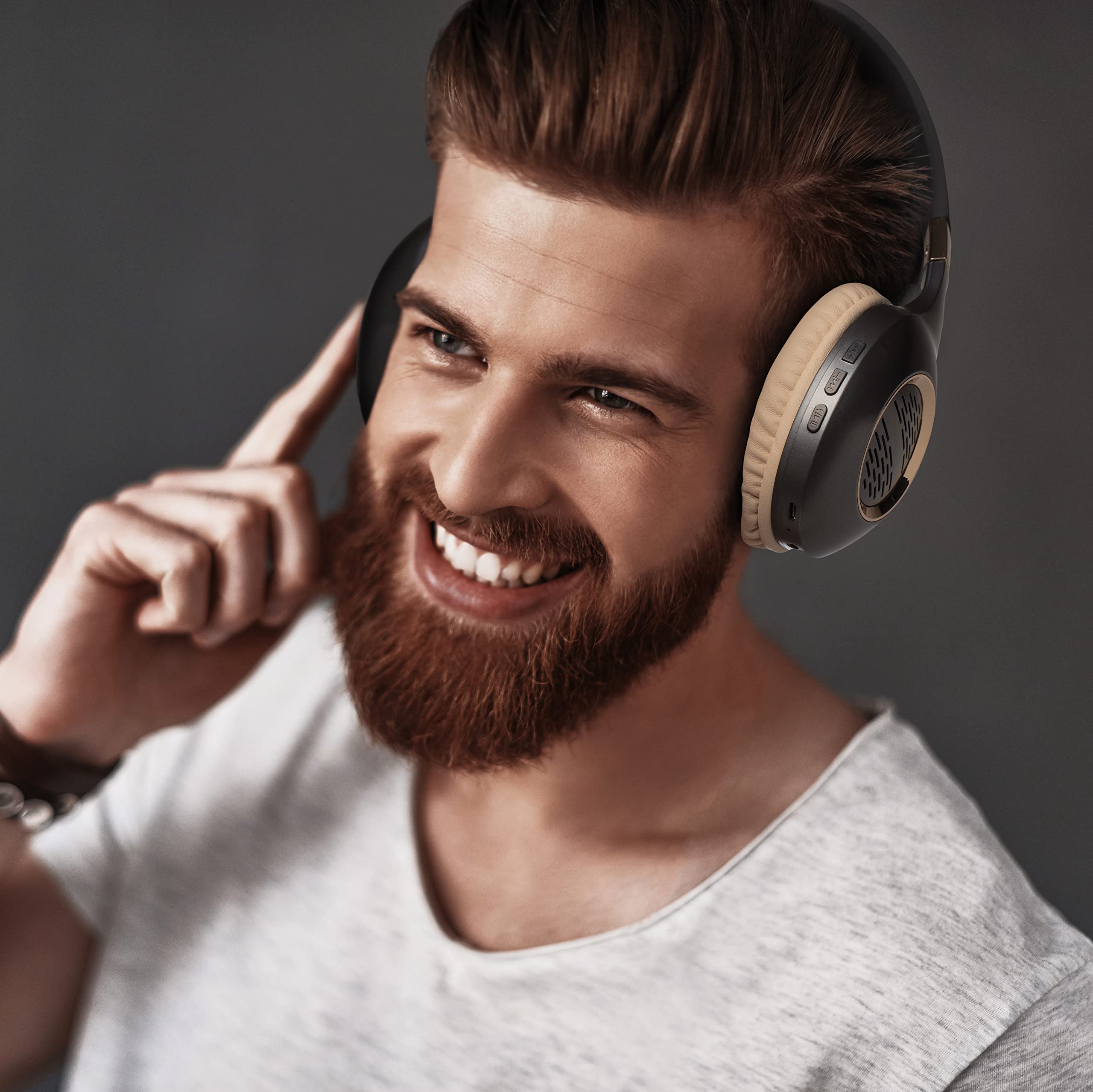 PowerLocus Wireless Bluetooth Over-Ear Headphones with Hi-Fi Stereo & Deep Bass, Foldable Design with Soft Earmuffs & Built-in Mic - for Phone, Tablet, PC (Perfect for Travel, Gaming & Office Work)